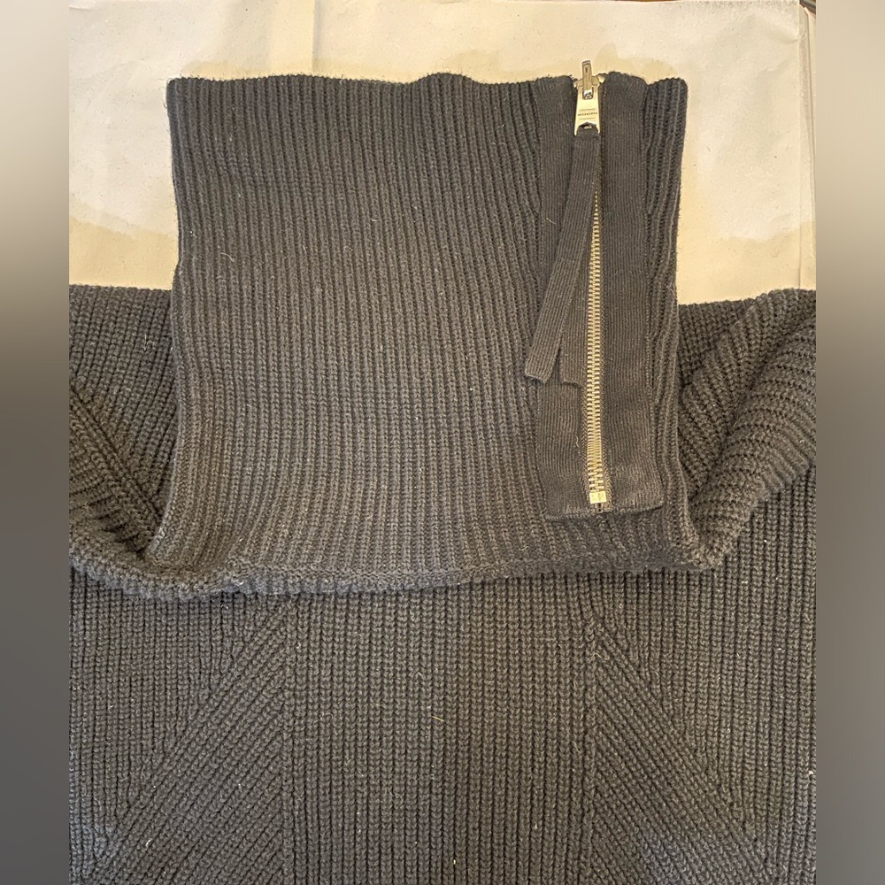AllSaints black zip funnel neck wool blend sweater - Picture 7 of 10